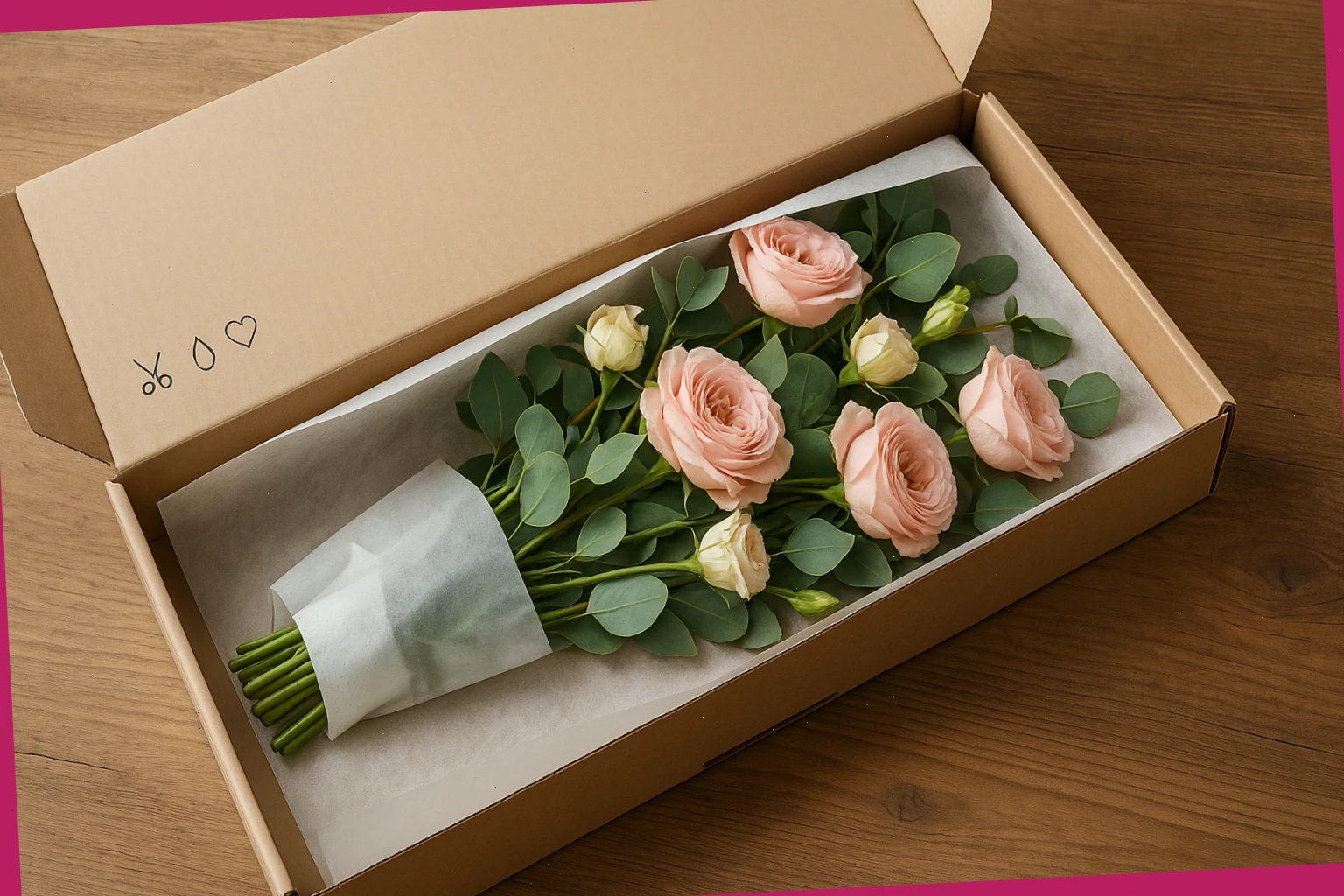 Letterbox flowers packed flat with hydration wrap