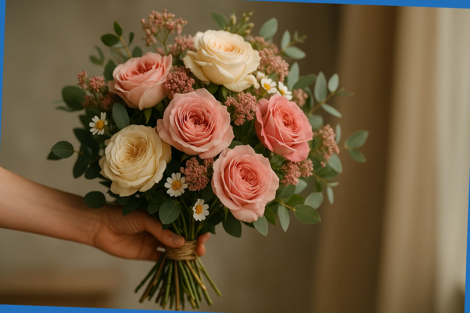 Hand-tied same-day bouquet with garden roses